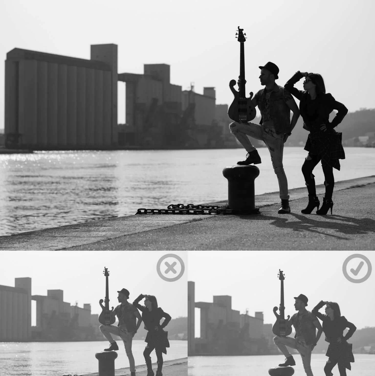 exemple de 3 photos ou les pieds sont coupés ou non