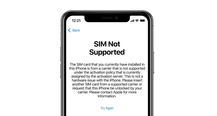 iphone error message sim not supported