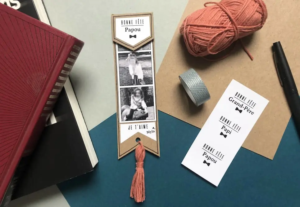 Marque page fête des pères DIY