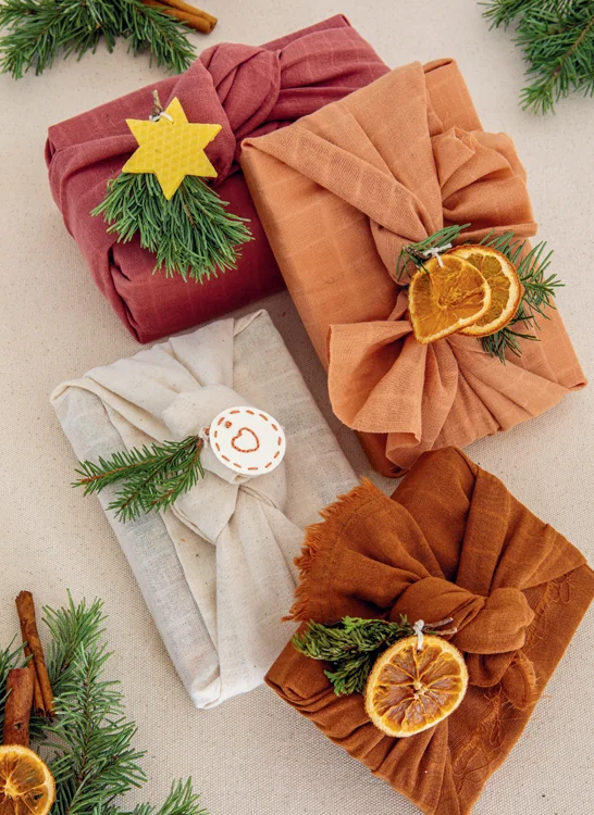 Emballage cadeaux dans des draps