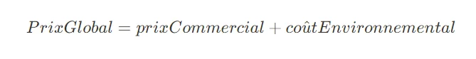 Prix global = prix commercial + coût environnemental
