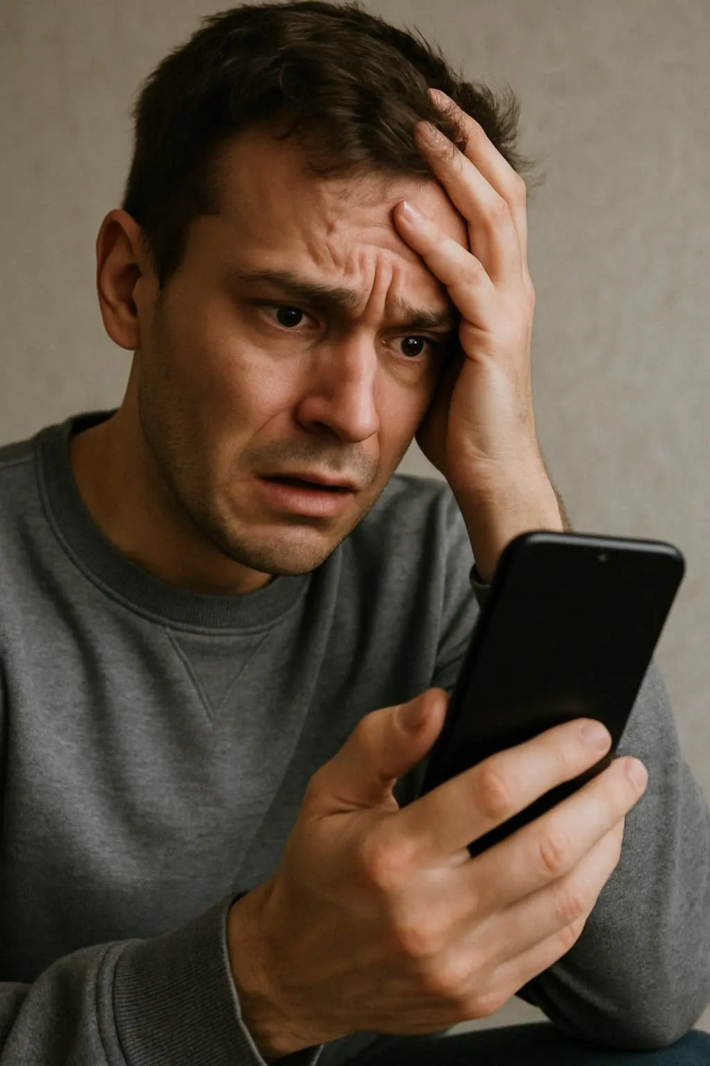 Personne anxieuse car son téléphone ne s'allume plus 